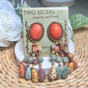 Superbly Handcrafted Colorful Vintage Tassel Post Earrings